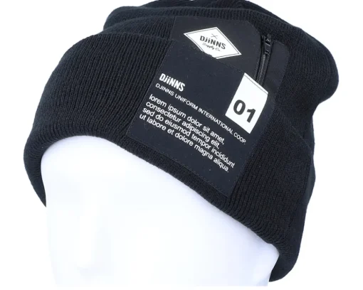 New Djinns Basic Beanie Lorem Pocket Black Cuff -