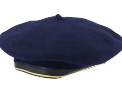 Fashion MJM Hats Basque Wool Navy Beret -