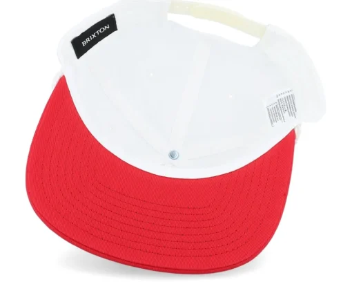 Clearance Brixton Bass Brains Swim High Profile White/Red Snapback -