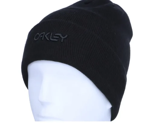 Cuff Beanies-Oakley B1b Logo Beanie Blackout Black Cuff -