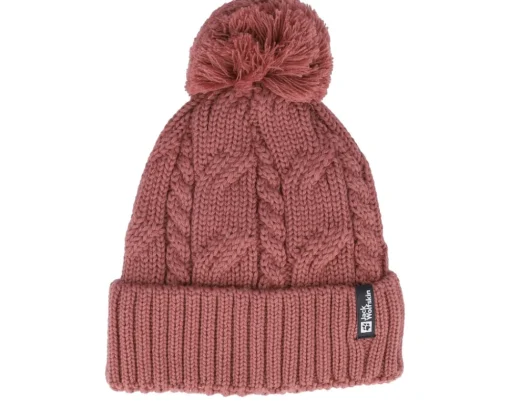 Pom Beanies-Jack Wolfskin Beanie Apple Butter Pom - Pink