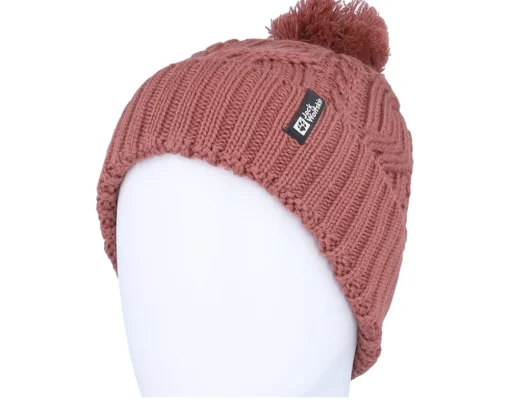 Pom Beanies-Jack Wolfskin Beanie Apple Butter Pom - Pink
