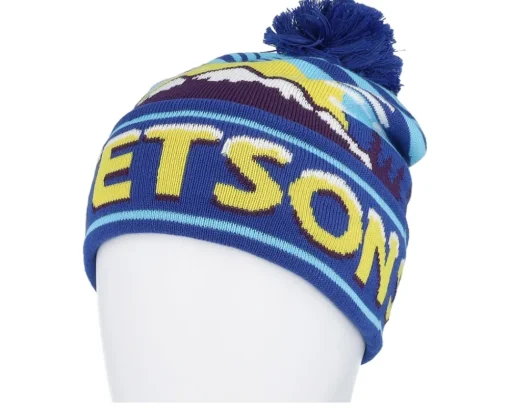 Pom Beanies-Stetson Beanie Freestyle Blue Shades Pom -