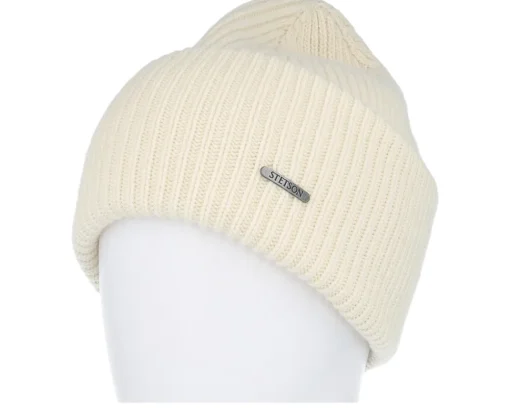 Cuff Beanies-Stetson Beanie Merino Off White Cuff -