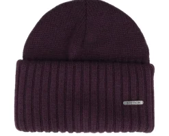 Cuff Beanies-Stetson Beanie Merino Plum Cuff -