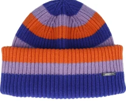 Cuff Beanies-Stetson Beanie Stripes Wool Freestyle Royal/Lilac/Orange Cuff -