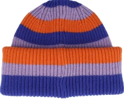 Cuff Beanies-Stetson Beanie Stripes Wool Freestyle Royal/Lilac/Orange Cuff -