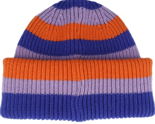 Cuff Beanies-Stetson Beanie Stripes Wool Freestyle Royal/Lilac/Orange Cuff -