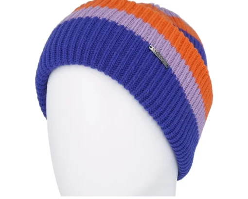 Cuff Beanies-Stetson Beanie Stripes Wool Freestyle Royal/Lilac/Orange Cuff -