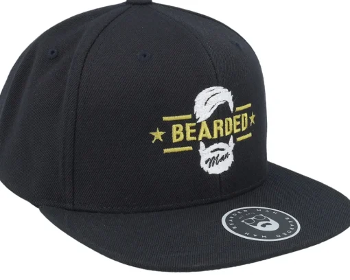 Snapback-Bearded Man Beard Logo Black Snapback -