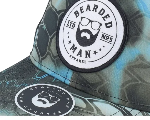 Trucker-Bearded Man Beard Logo R 112p Kryptek Neptune/Black Trucker -