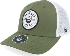 Trucker-Bearded Man Beard Logo R Retro Oiive/White Trucker - Green