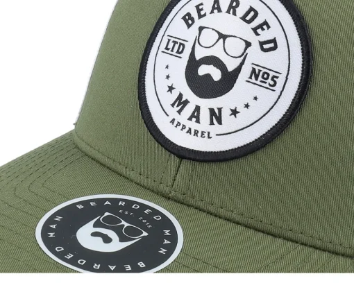 Trucker-Bearded Man Beard Logo R Retro Oiive/White Trucker - Green