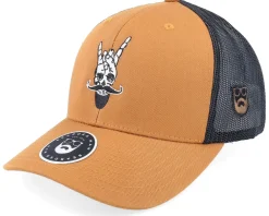 Trucker-Bearded Man Bearded Rock Sign Scull Caramel/Black Trucker -