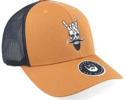 Trucker-Bearded Man Bearded Rock Sign Scull Caramel/Black Trucker -