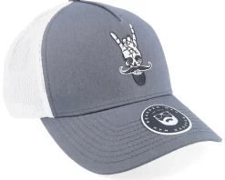 Trucker-Bearded Man Bearded Rock Sign Scull Grey/White Trucker -