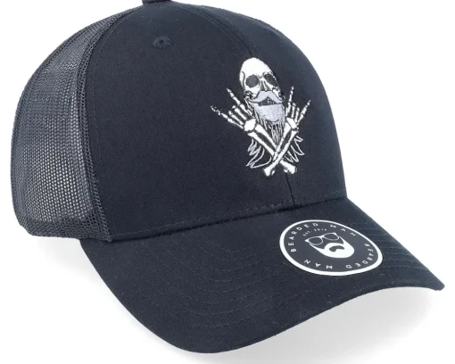 Trucker-Bearded Man Bearded Rockstar Scull Black Trucker -