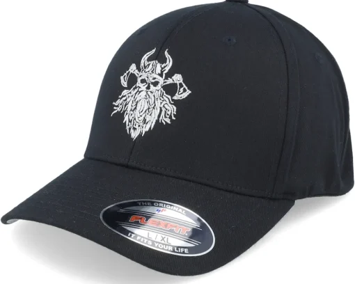 Flexfit-Vikings Bearded Skull Axe Wooly Combed Flexfit - Black