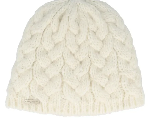 Knitted Beanies-Seeberger Beautiful Cabl Off Knit Beanie - White