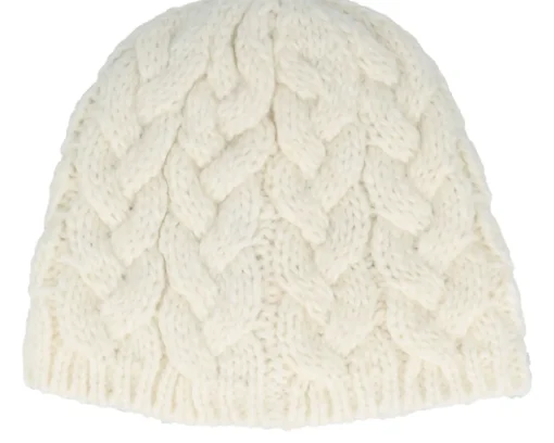 Knitted Beanies-Seeberger Beautiful Cabl Off Knit Beanie - White