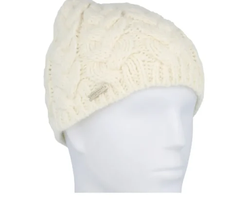 Knitted Beanies-Seeberger Beautiful Cabl Off Knit Beanie - White