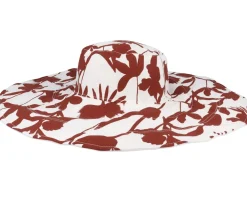 Sun Hat-Seeberger Big Floppy With Flower Print White-Fire Sun Hat -
