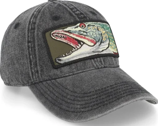 Discount Skillfish Big Pike 382 Snow Washed Black Denim Dad Cap -