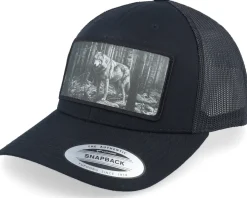 Trucker-Hunter Big Wolf Wide Patch Retro Trucker - Black