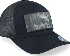 Trucker-Hunter Big Wolf Wide Patch Retro Trucker - Black