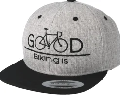 Snapback-Bike Souls Biking Is Good Heather Grey Black Snapback -