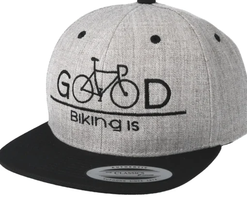 Snapback-Bike Souls Biking Is Good Heather Grey Black Snapback -