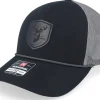 Trucker-Wild Spirit Black Deer Shield Patch Black/Charcoal Rope A-Frame Trucker -