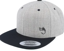 Snapback-Skillfish Black Fish Hook Logo Heather Snapback - Grey