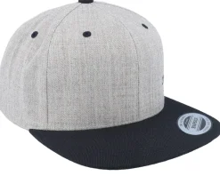 Snapback-Skillfish Black Fish Hook Logo Heather Snapback - Grey