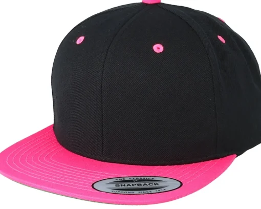 Blanks-Yupoong /Neon Pink Snapback - Black