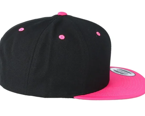 Blanks-Yupoong /Neon Pink Snapback - Black