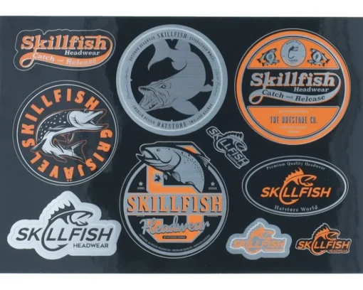 Hot Skillfish Black/Orange/Brushed Alumiunium Stickers -