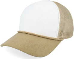 Outlet Equip Blank Rope Cord Off White/Khaki A-frame Trucker - White, Beige