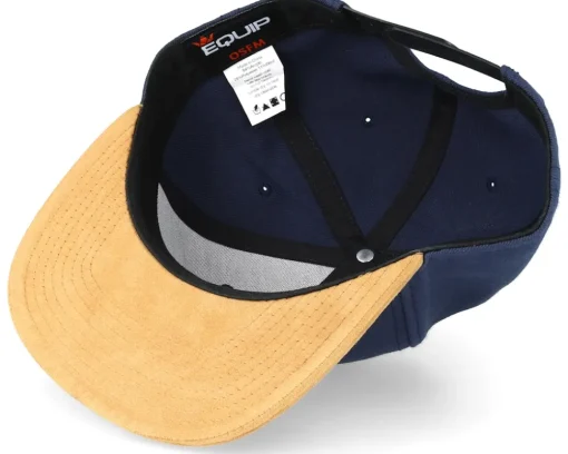 Blanks-Equip Blank Suede Navy Snapback - Blue