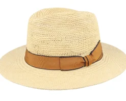 Straw Hat-MJM Hats Blue Line Bio Panama Natural/Curry Band Straw Hat -