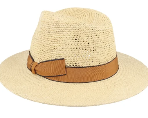 Straw Hat-MJM Hats Blue Line Bio Panama Natural/Curry Band Straw Hat -