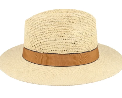 Straw Hat-MJM Hats Blue Line Bio Panama Natural/Curry Band Straw Hat -