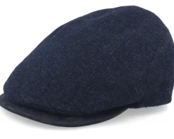 Flat Caps-MJM Hats Blue Line Melfi Shetland Wool Blue Flat Cap -