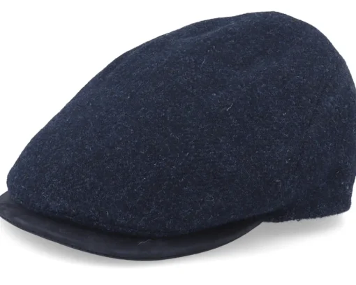 Flat Caps-MJM Hats Blue Line Melfi Shetland Wool Blue Flat Cap -