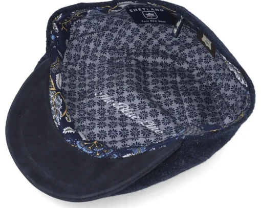 Flat Caps-MJM Hats Blue Line Melfi Shetland Wool Blue Flat Cap -