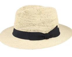 Straw Hat-MJM Hats Blue Line Tom Crochet Panama Natural Straw Hat -