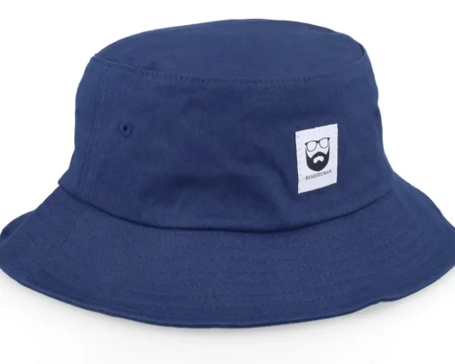 Buckets-Bearded Man Bm Logo Wh Woven Navy Bucket - Blue
