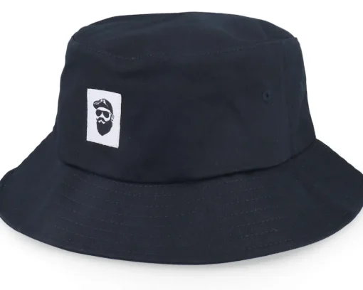 Buckets-Bearded Man Bm Logo Wh Woven Navy Bucket - Blue