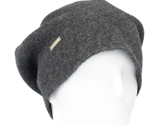 Outlet Seeberger Boiled Wool Anthracite Beret -