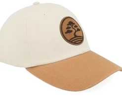 Dad Cap-Iconic Bonsai Tree Round Engraved Patch Washed Stone/Wheat Dad Cap -